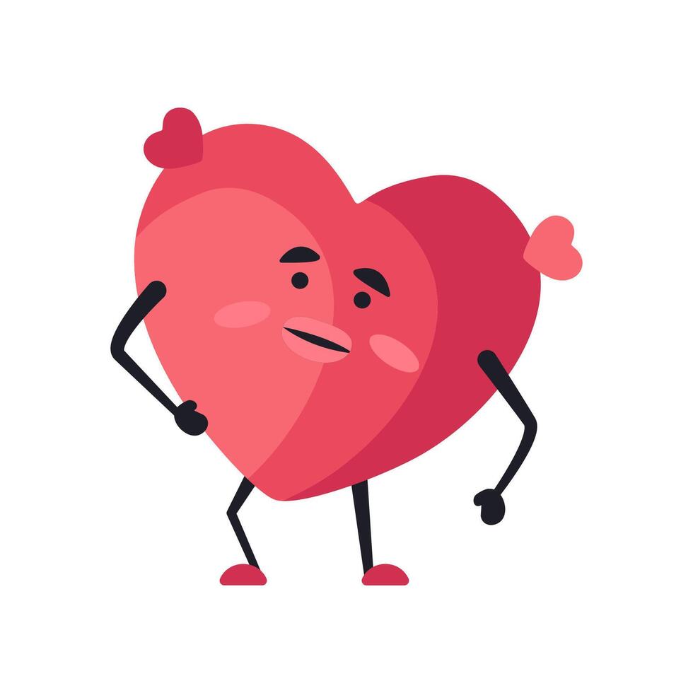 Sweet Heart Character in Cartoon Style Valentines Day Design vector