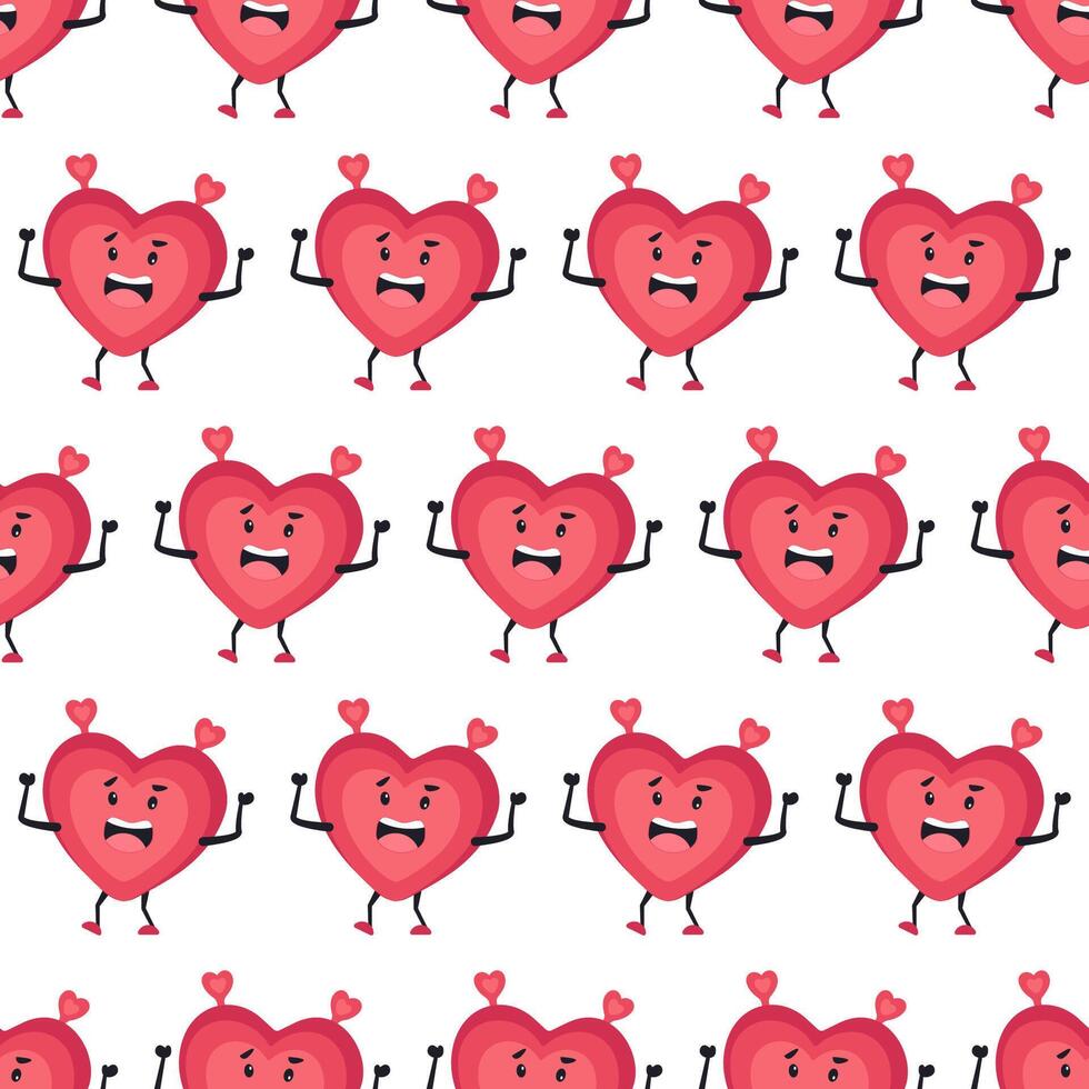Seamless Design with Adorable Heart Characters Perfect for Any Celebration vector