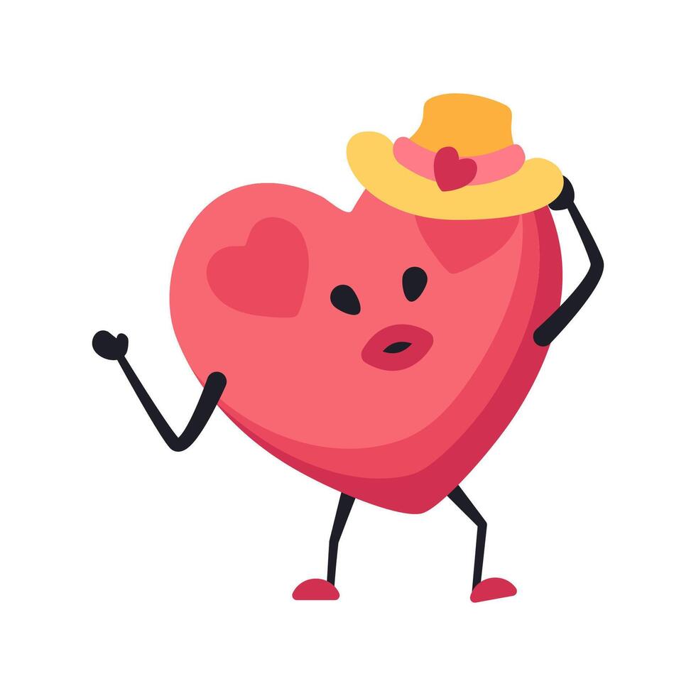 Cute Cartoon Heart Character Showing Emotions Perfect for Valentines Day vector