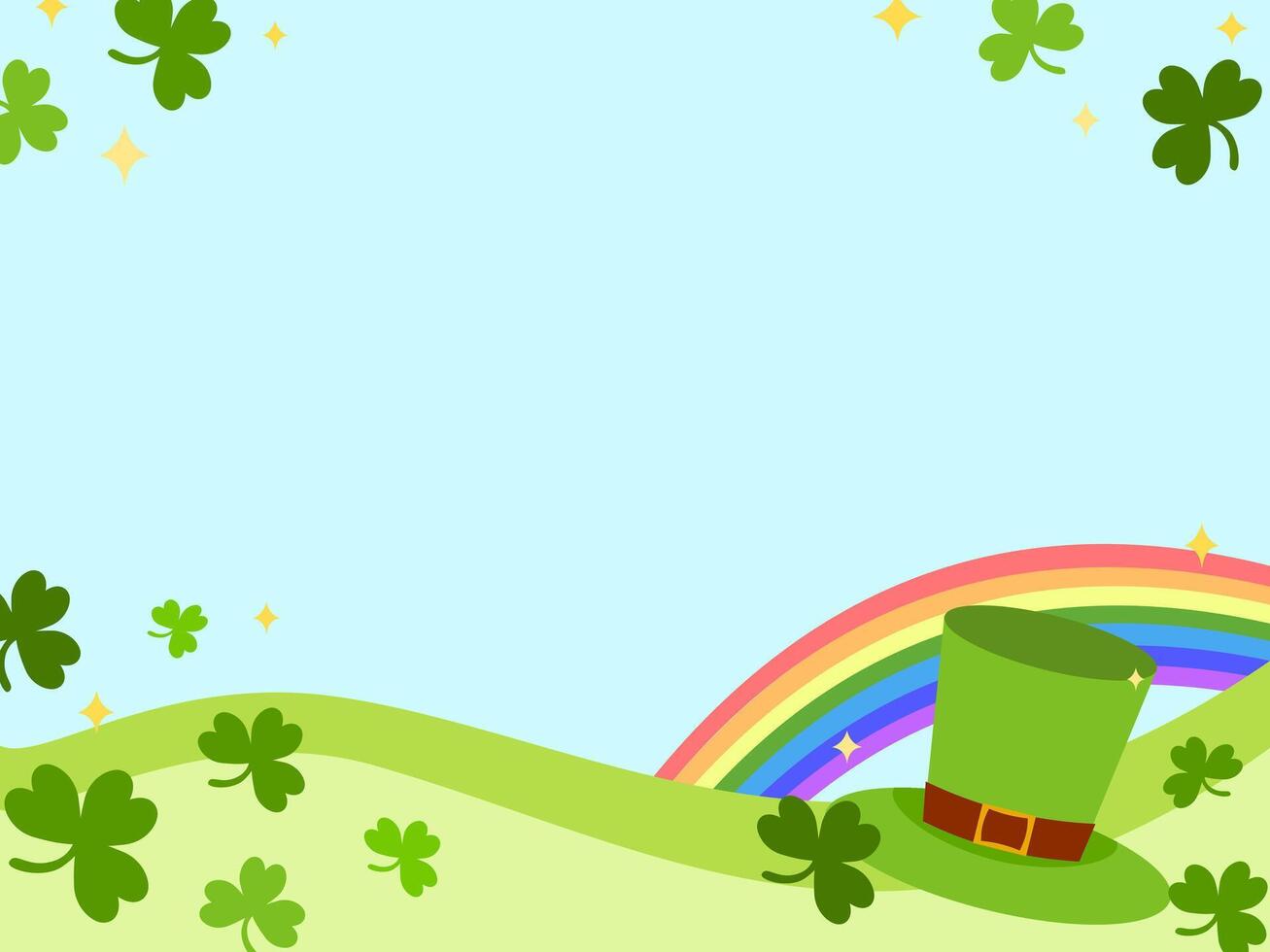 Saint Patrick day background illustration decorated with shamrock cover leaves, leprechaun hat and Saint Patrick symbols vector
