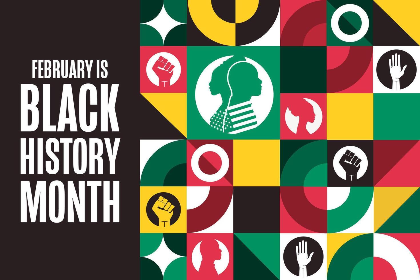 February is Black History Month. Holiday concept. Template for background, banner, card, poster with text vector