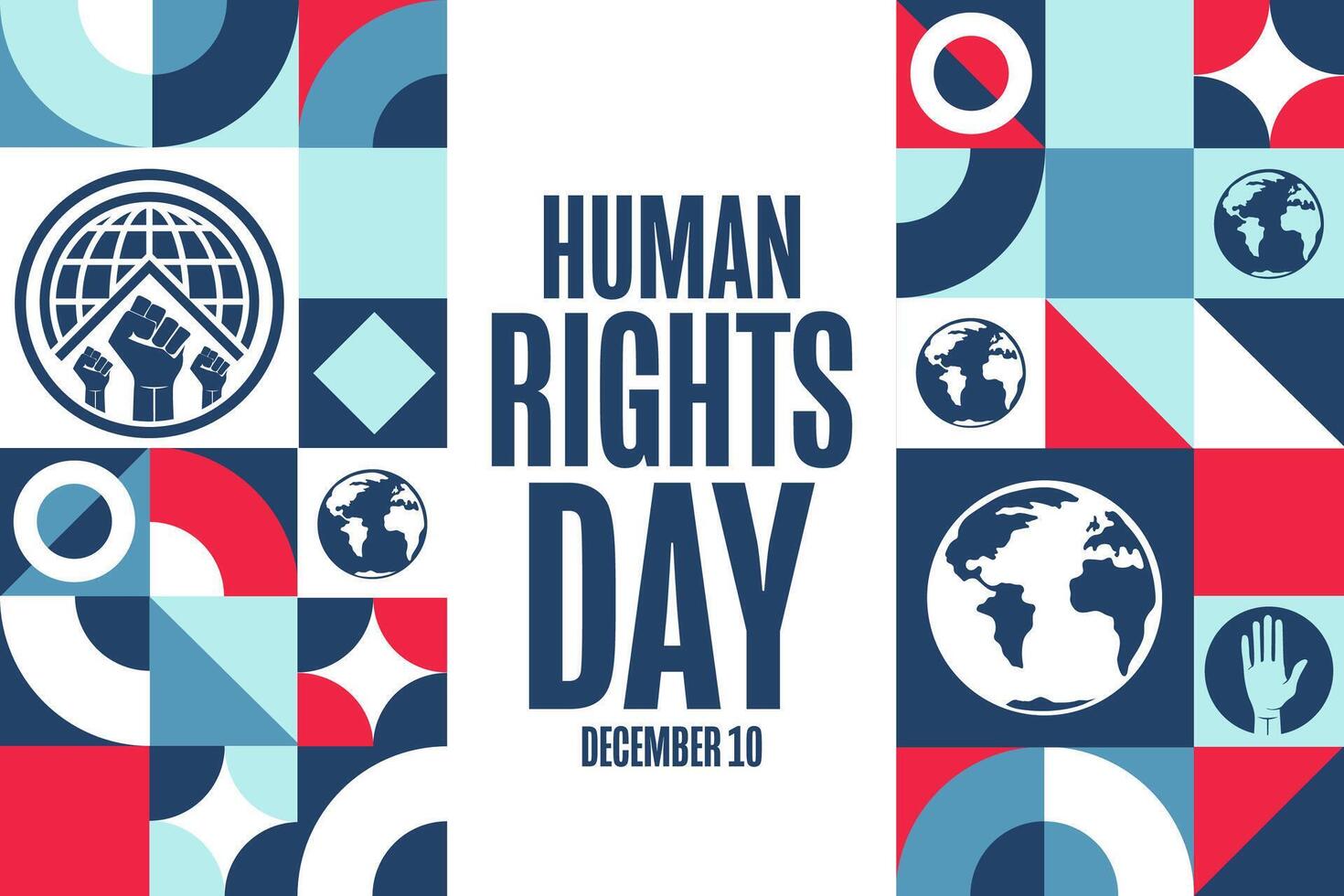 Human Rights Day. December 10. Holiday concept. Template for background, banner, card, poster with text vector