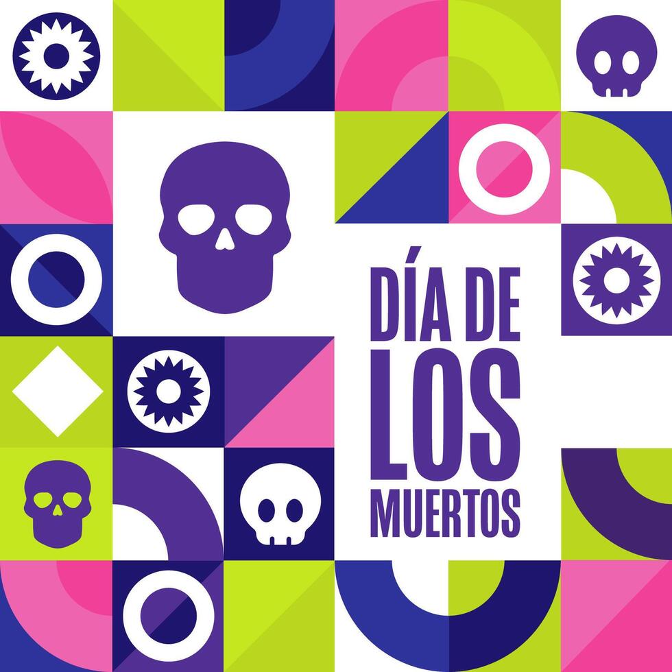 Inscription Day of the Dead in Spanish. Dia de los Muertos holiday concept. Template for background, banner, card, poster with text inscription vector