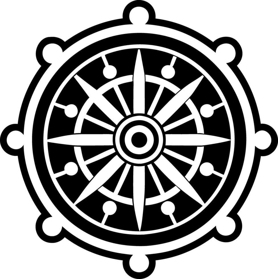 Dharma wheel icon in glyph style vector