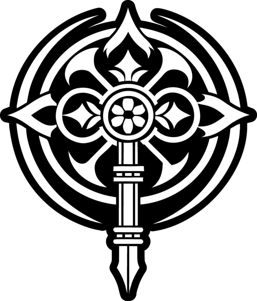 A filled style icon of vajra scepter symbol vector
