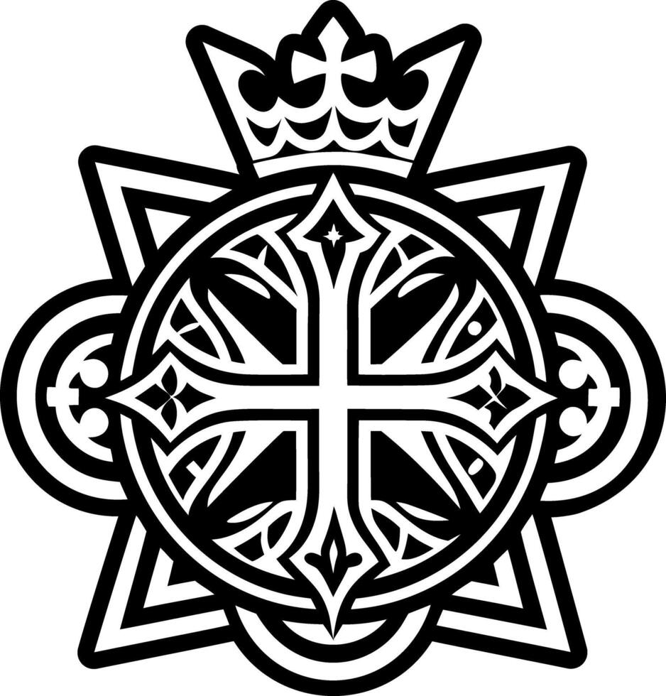 Cross crown symbol icon in glyph style vector