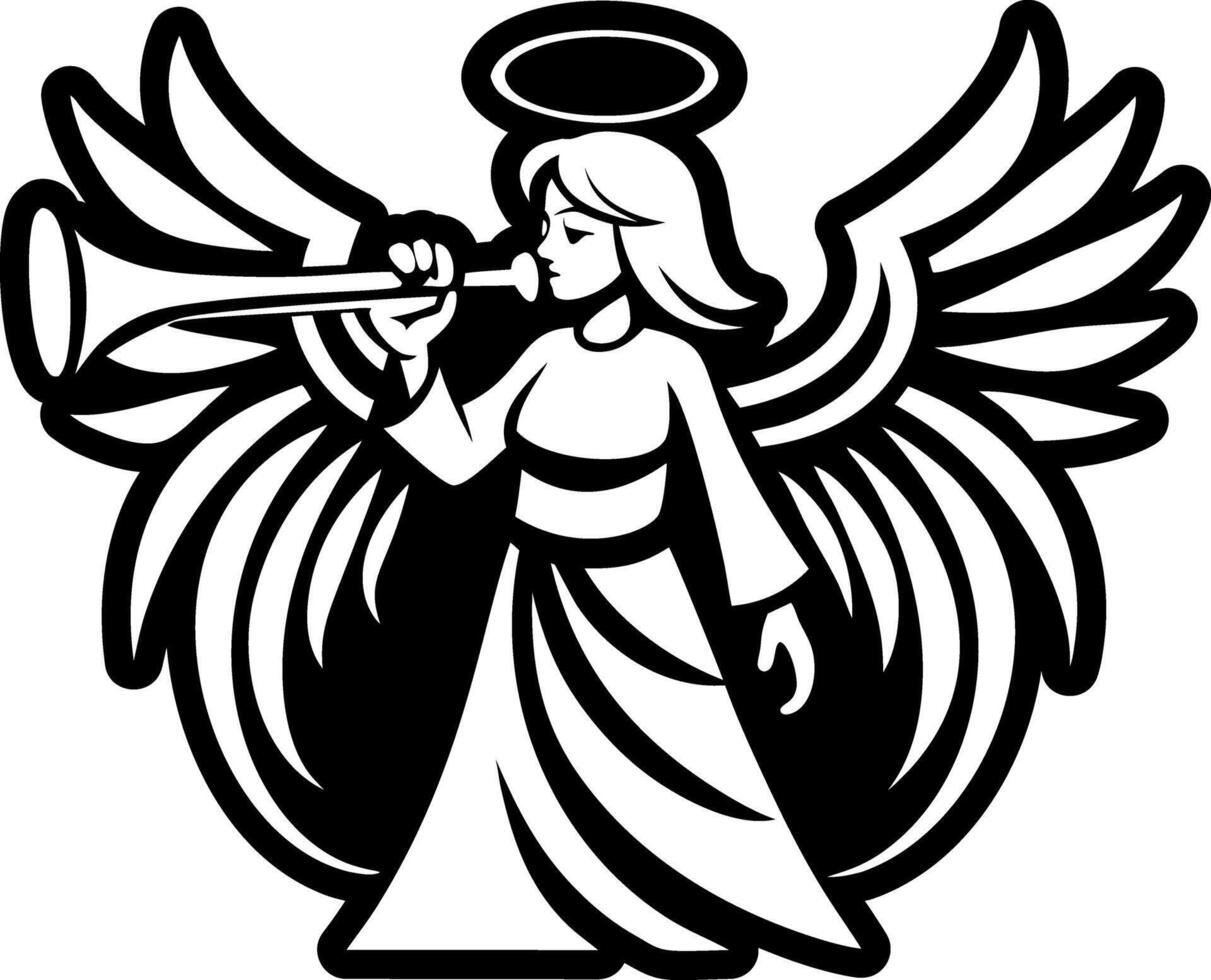 Angel trumpet symbol icon in solid style vector