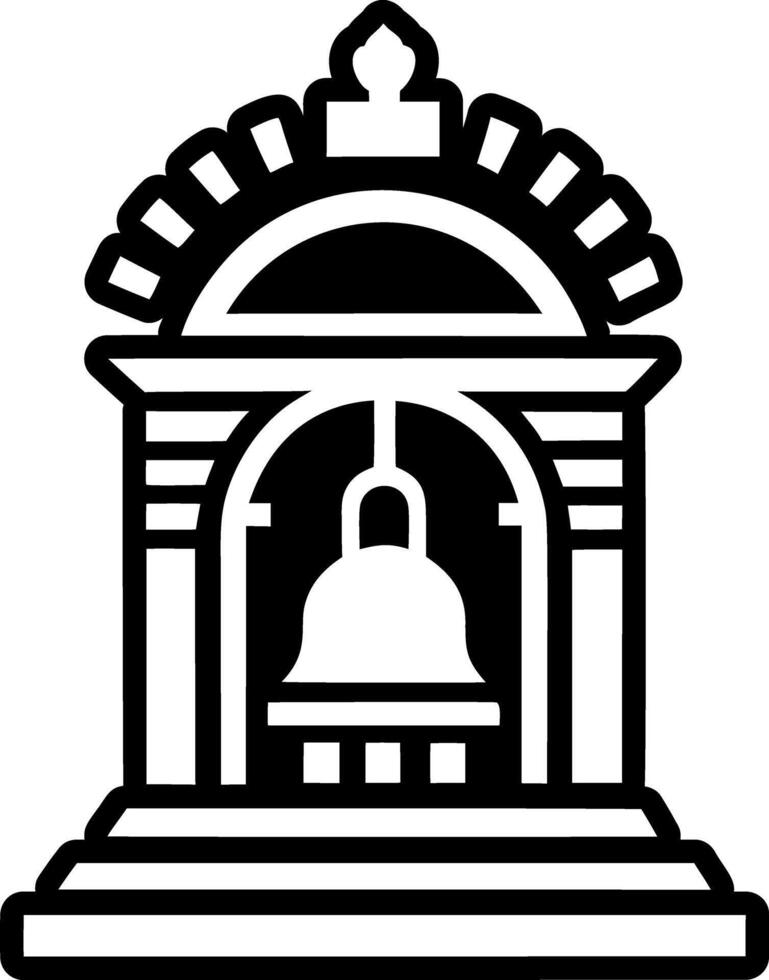 A solid style icon of bell tower symbol vector