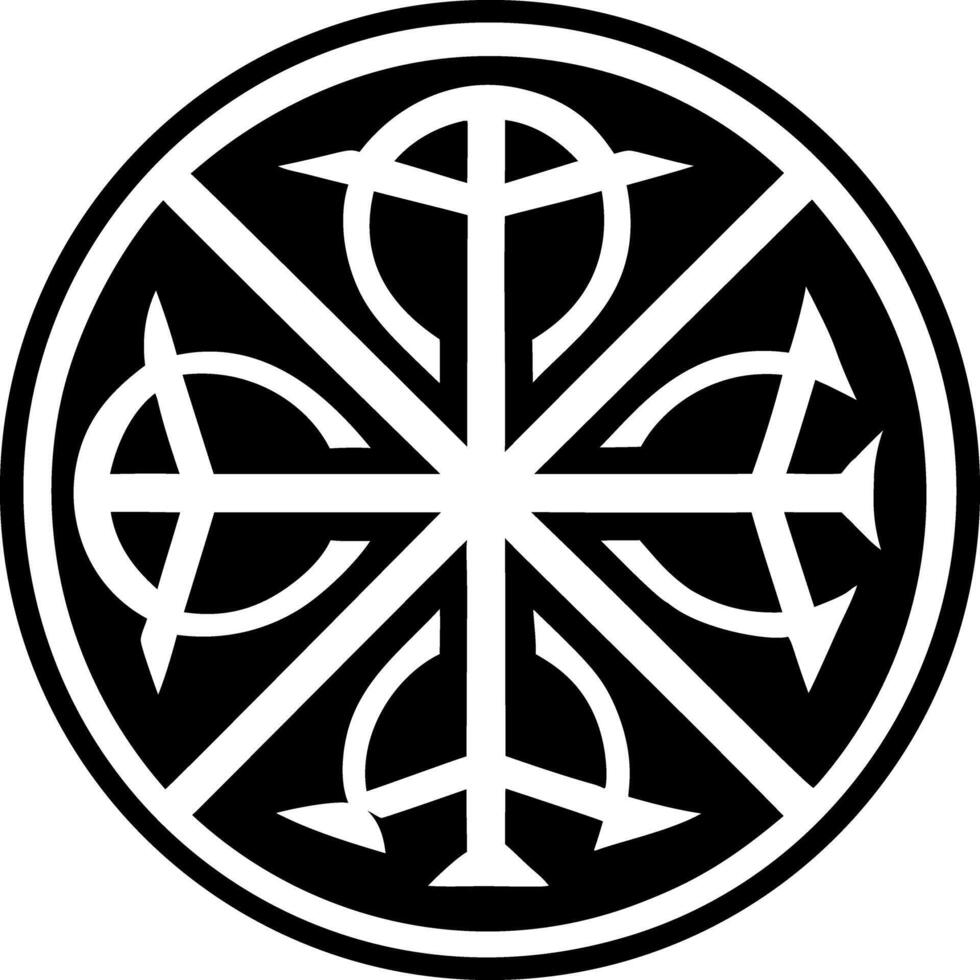 A glyph style icon of chi rho symbol vector