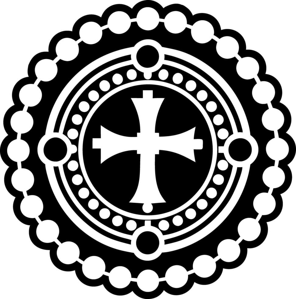 Rosary symbol icon in solid style vector