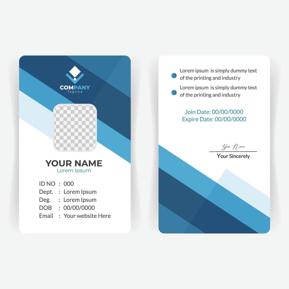 Editable Company ID Card Template vector