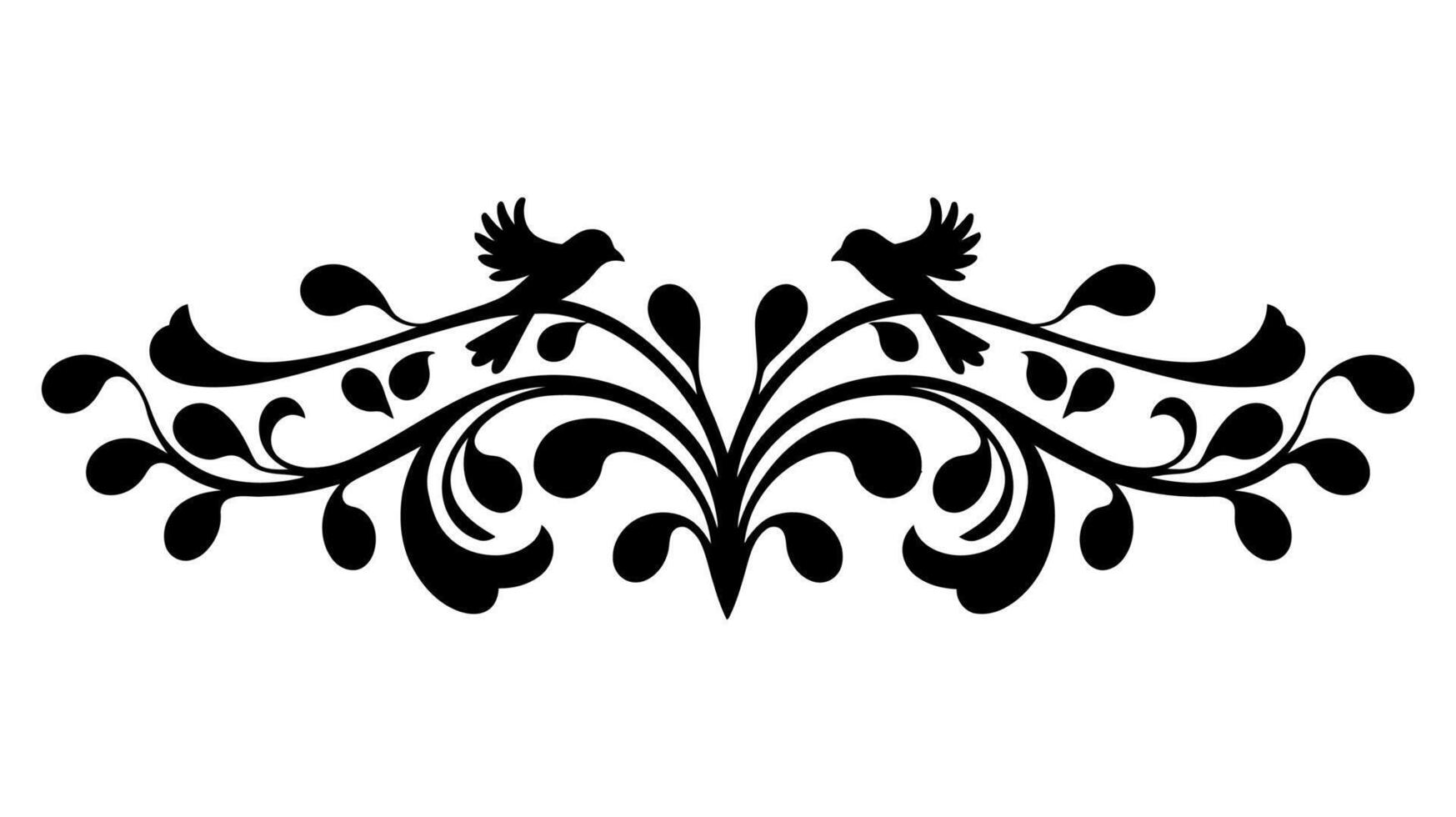Elegant Floral Ornament with Leaves and Abstract Lines in Vintage Baroque Style vector
