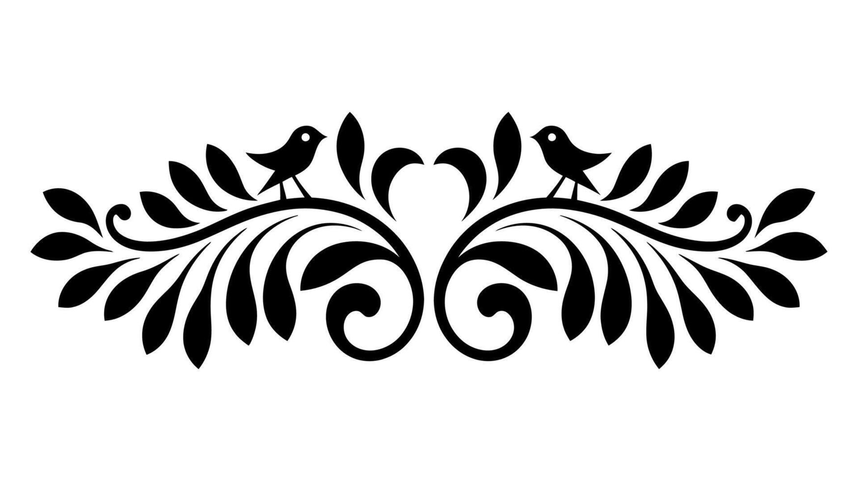 Floral Ornament with Abstract Lines and Vintage Baroque Scroll Border Design vector