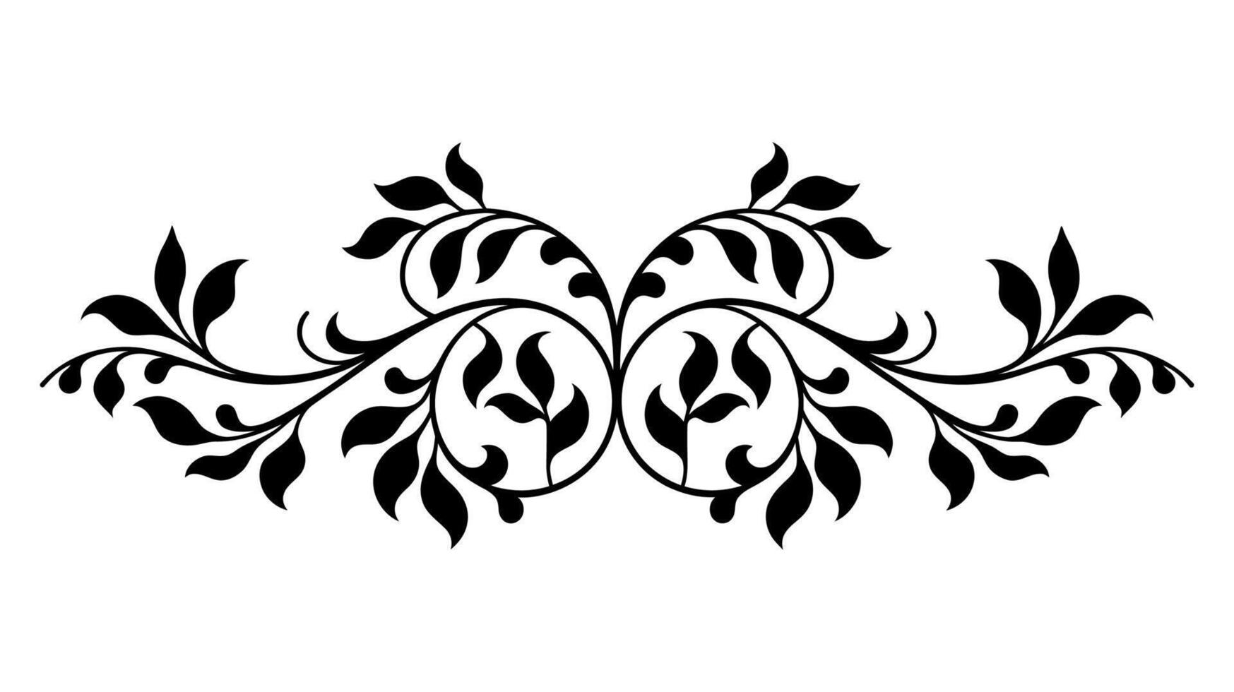 Baroque-Inspired Floral Ornament with Engraving and Decorative Scrollwork vector