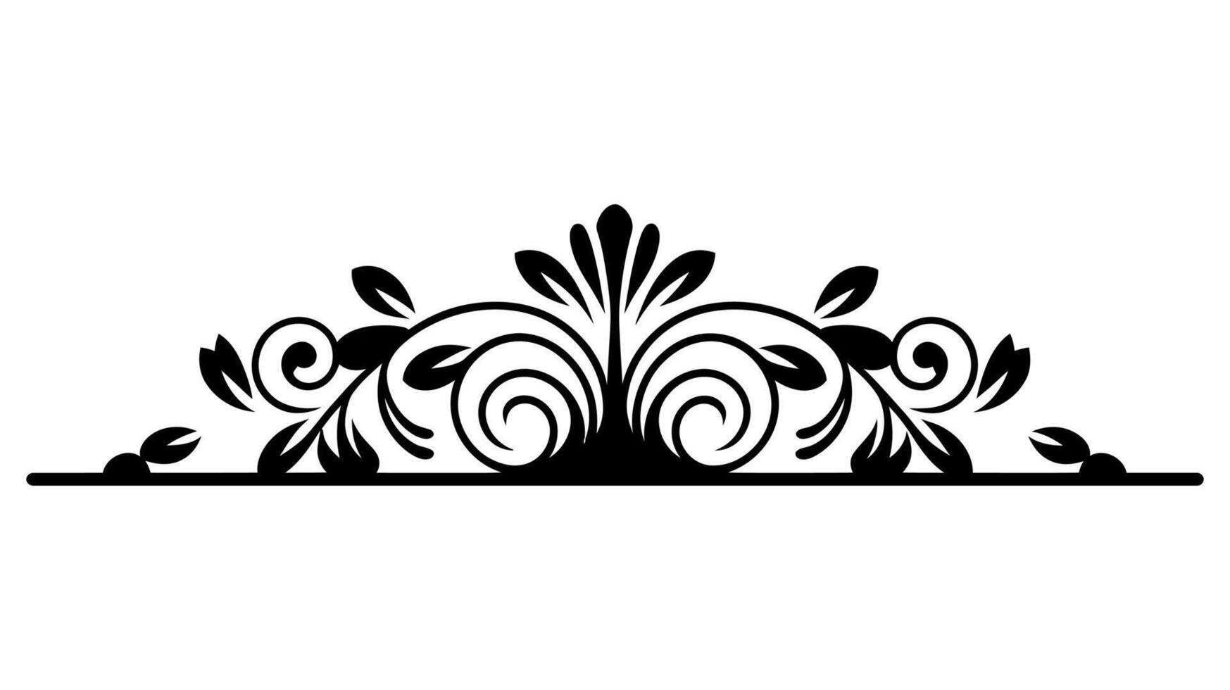Classic Floral Ornament with Abstract Linework in Baroque Style vector