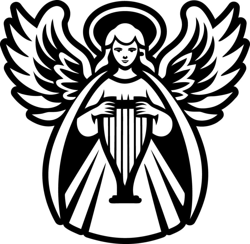 Angel harp symbol icon in filled style vector