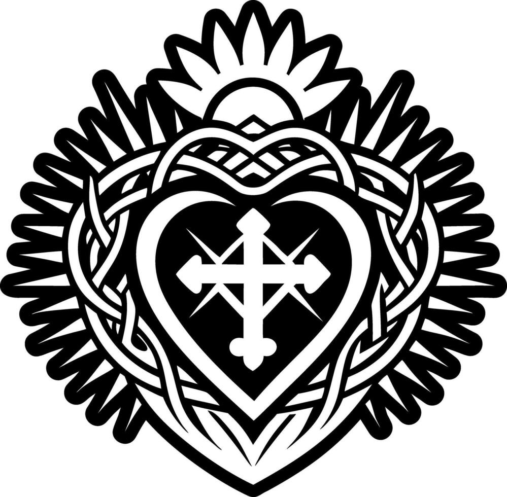 Sacred heart icon in glyph style vector