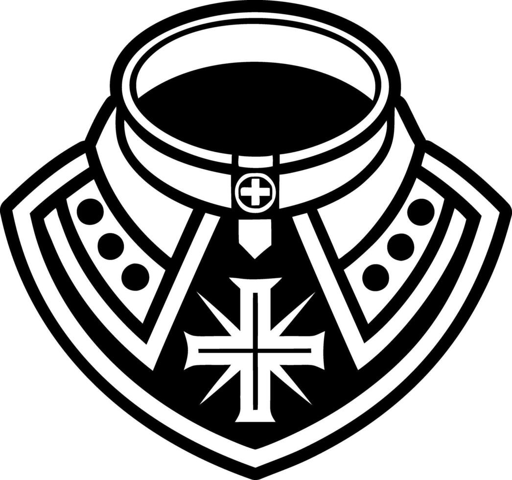 A solid style icon of clerical collar symbol vector