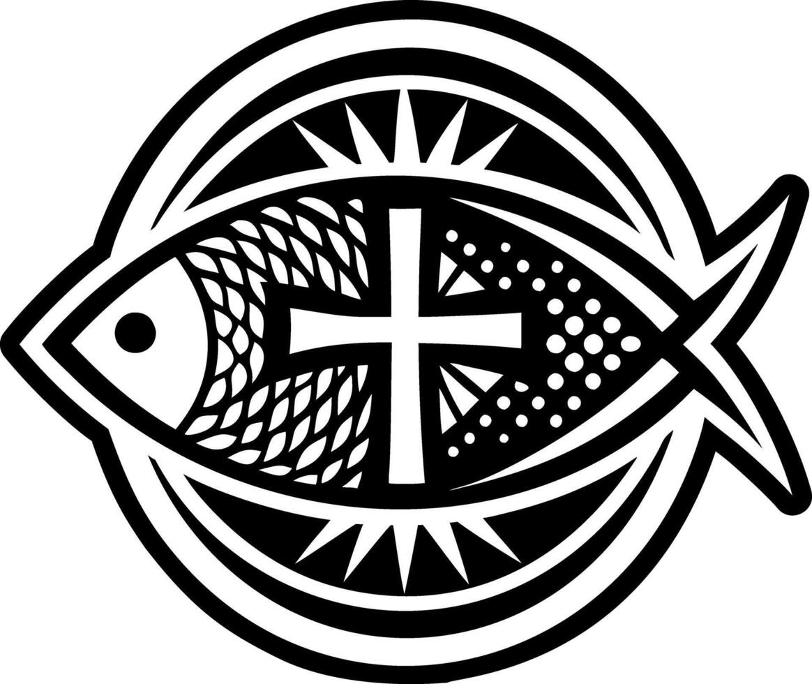 A filled style icon of jesus fish symbol vector