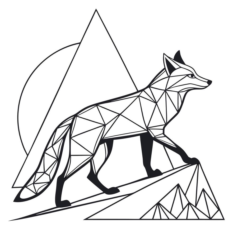 Geometric Fox Design vector