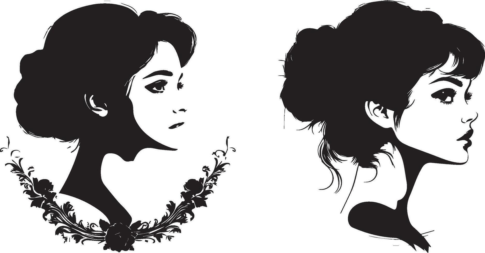 Beauty woman logo vintage design isolated black and white vector