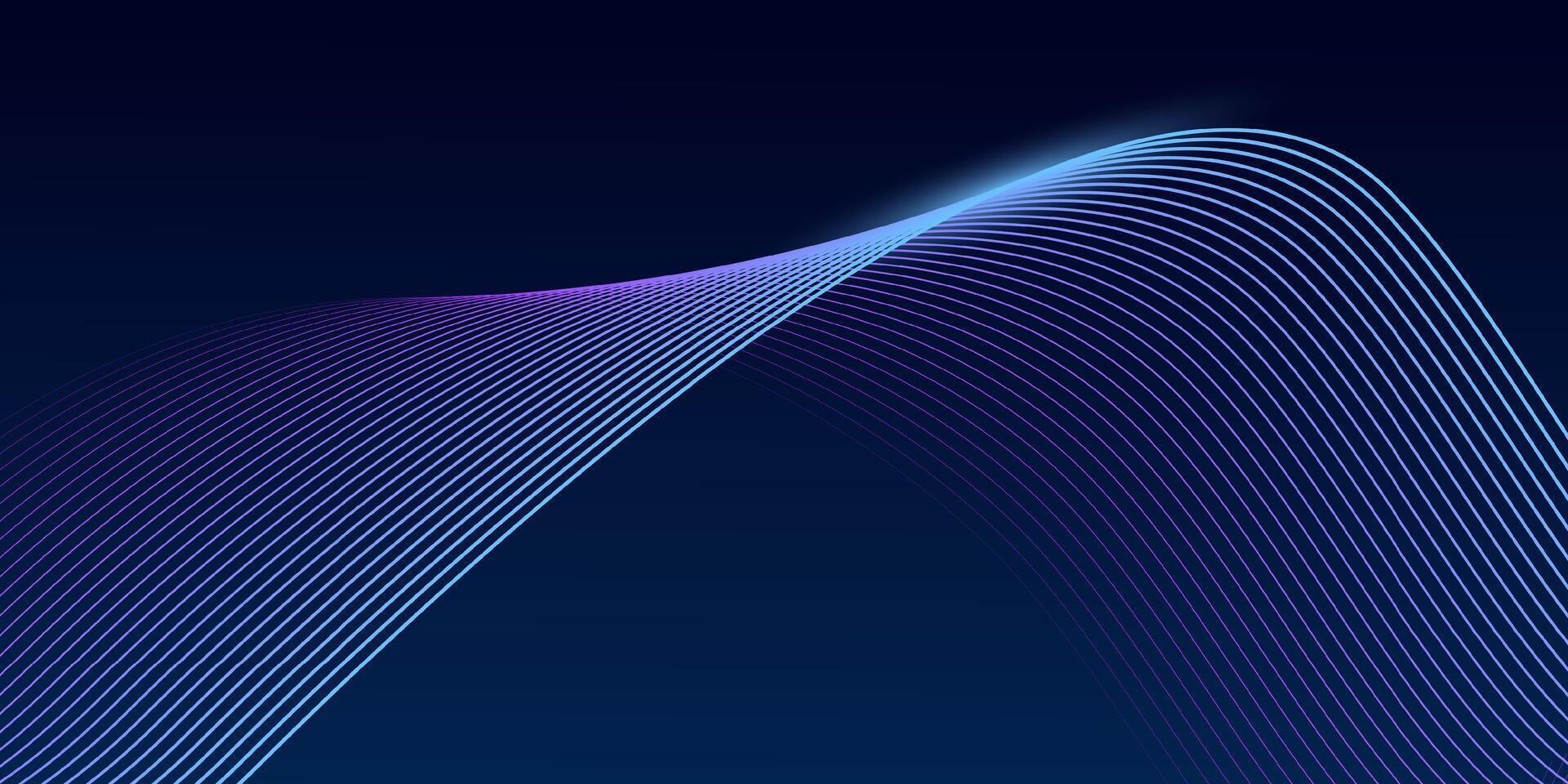 Abstract dark blue background with dynamic wave lines Futuristic technology concept vector