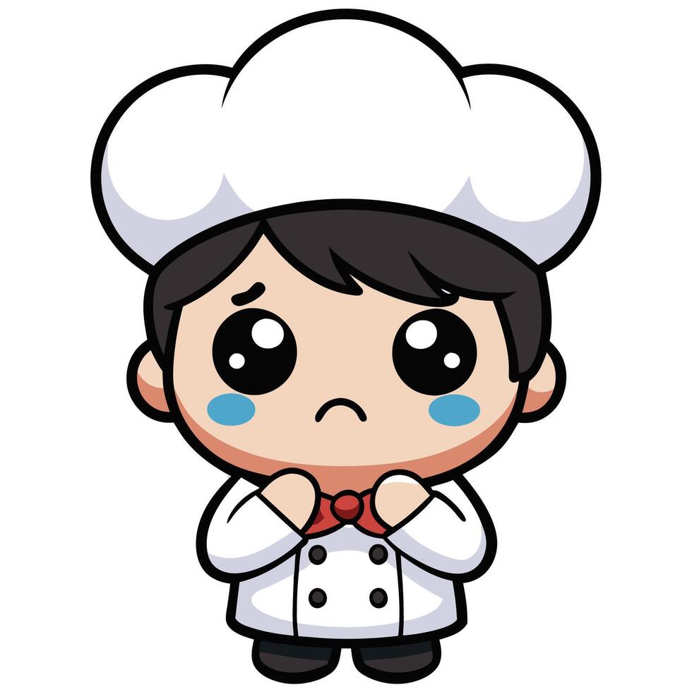 a cartoon chef with a sad vector