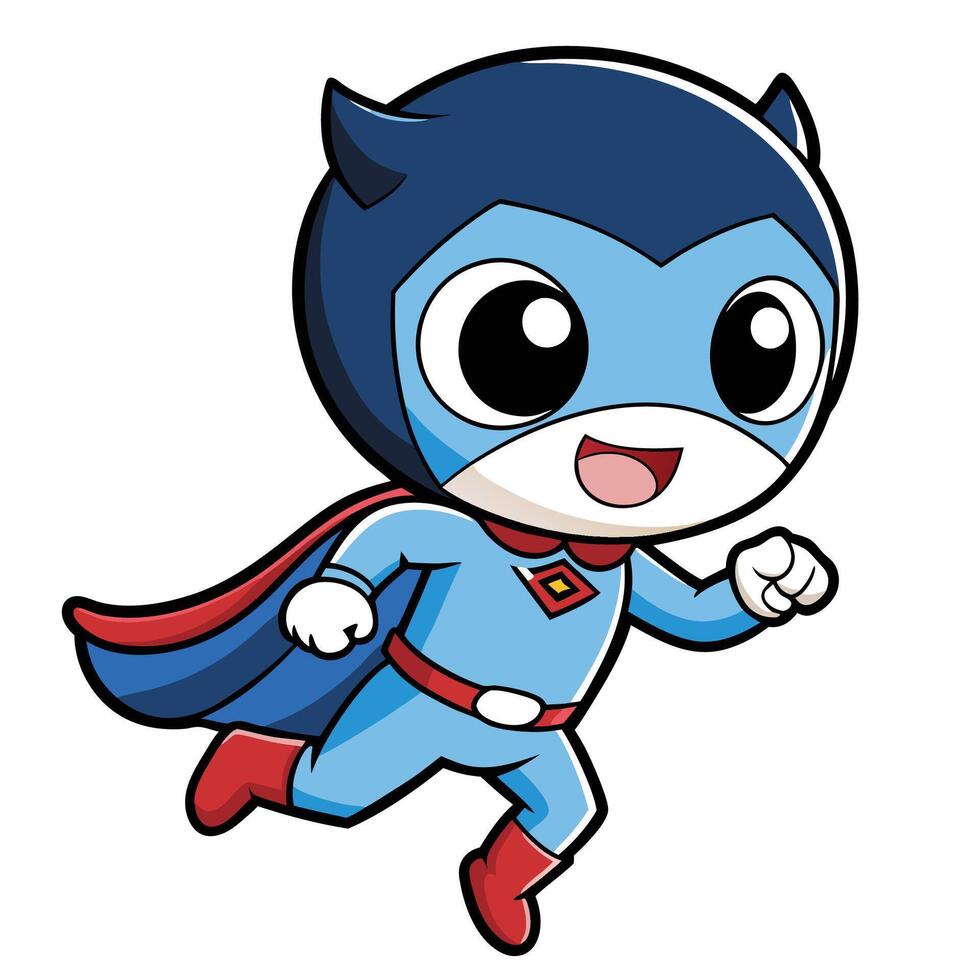 superhero cartoon character running with a blue vector