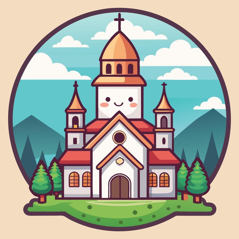 church with a cross on top vector