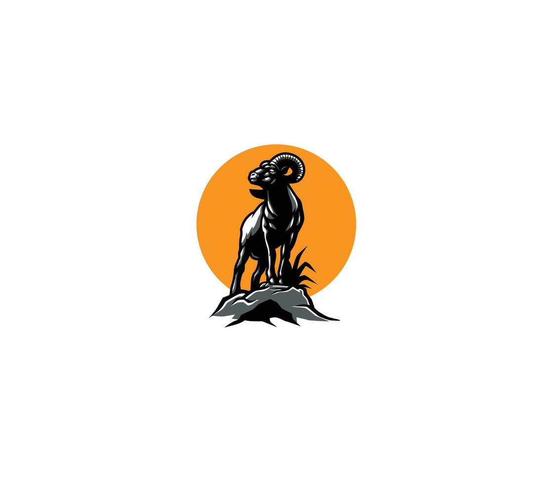Goat in the hill sunset vector