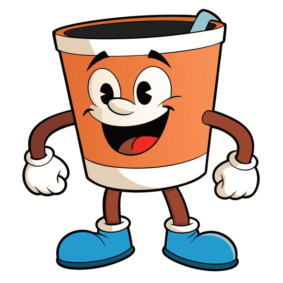 a cartoon character of a cup with a smile vector