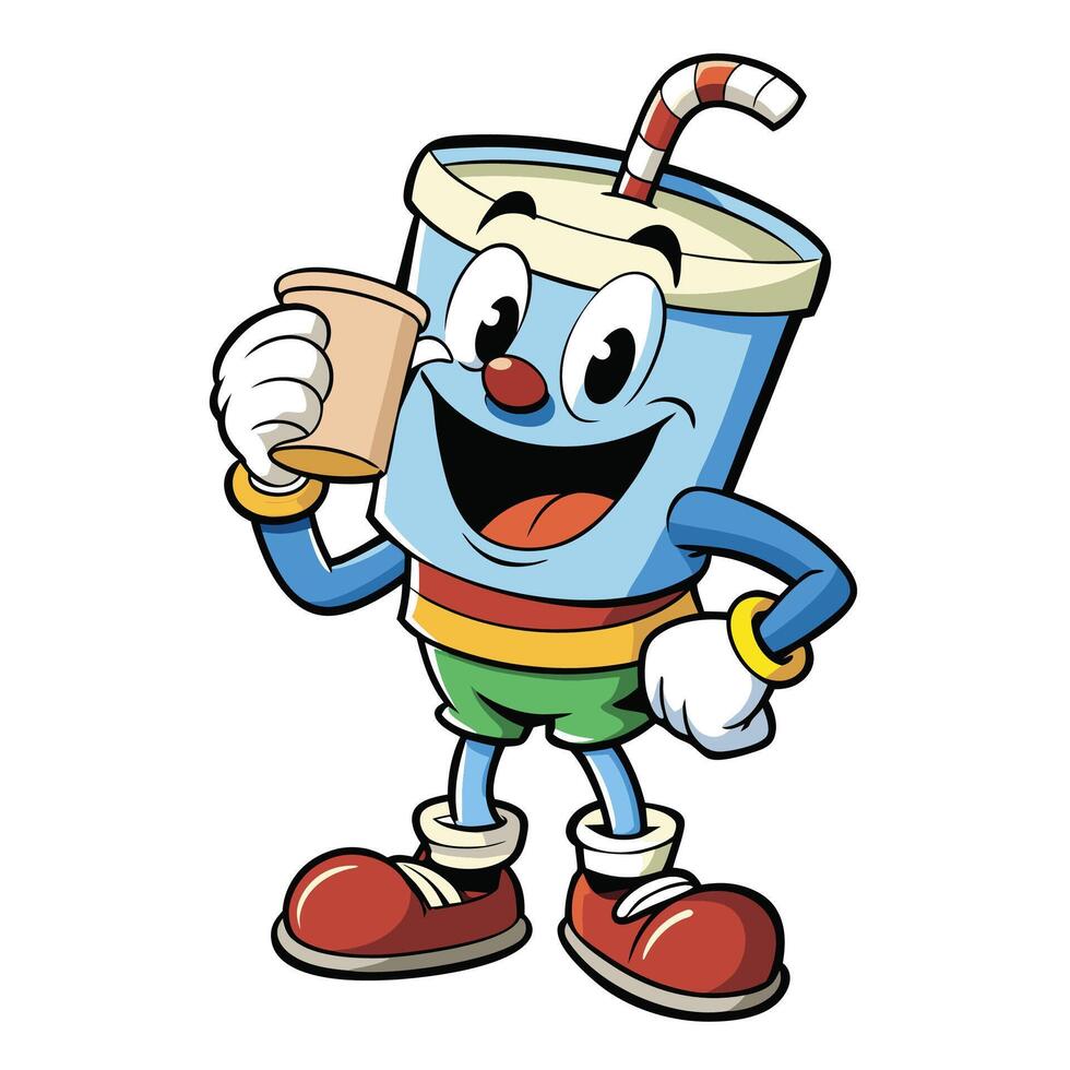 cartoon drink character holding a drink vector