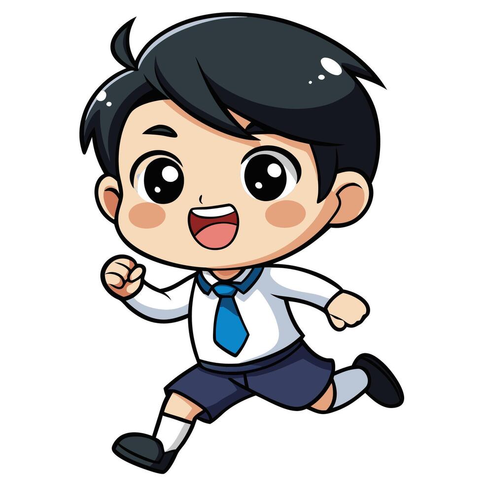 boy in school uniform running vector