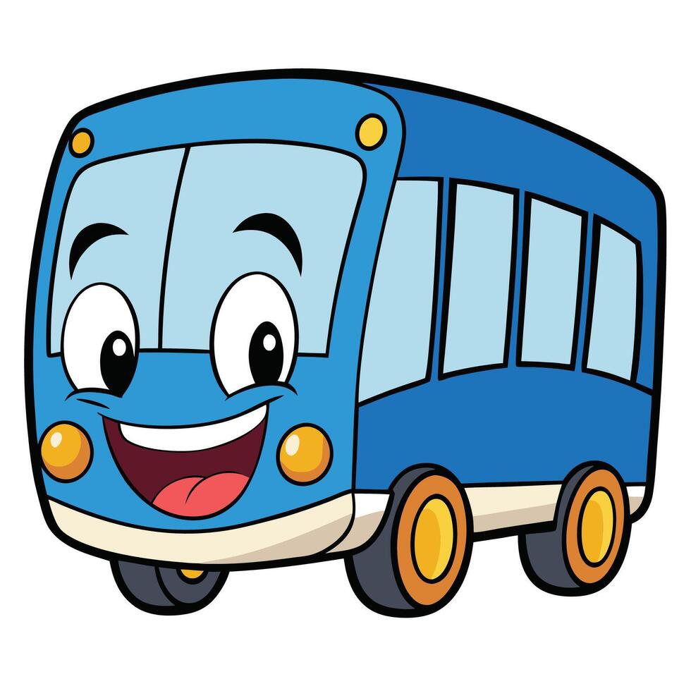 bus with smiling face illustration white background vector