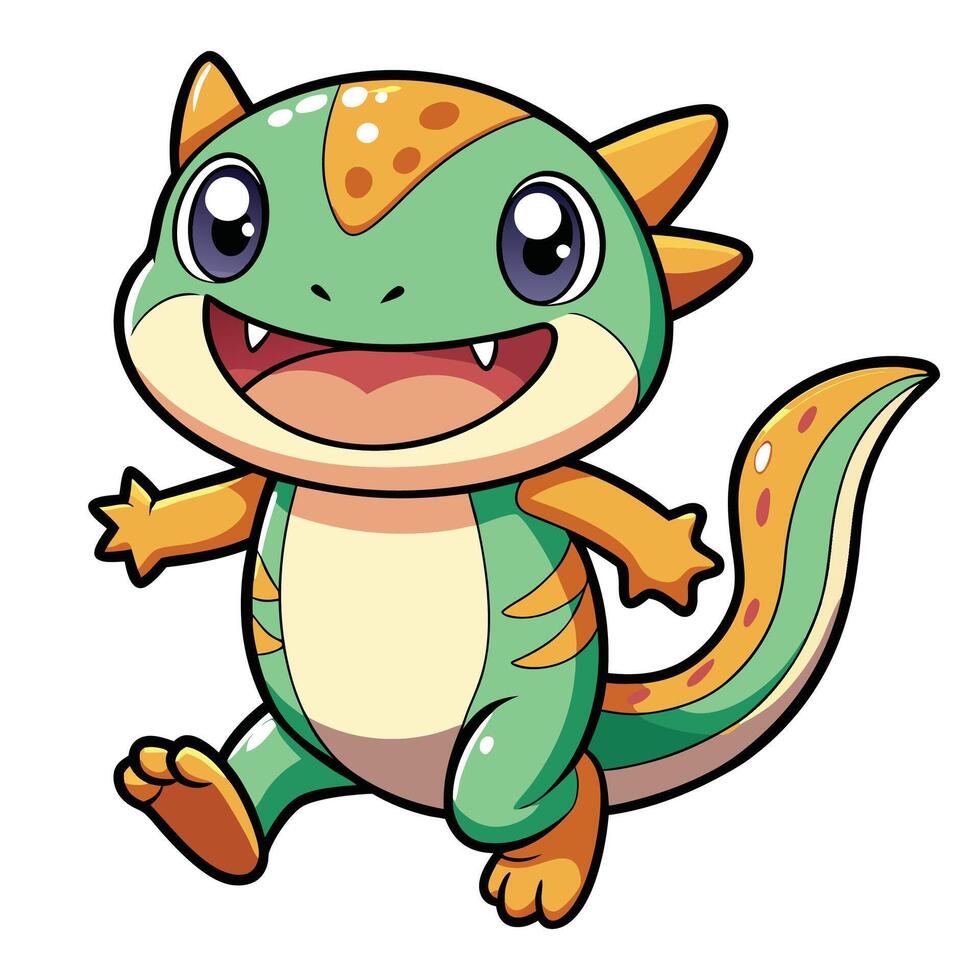 a cartoon lizard with big eyes and a smile vector