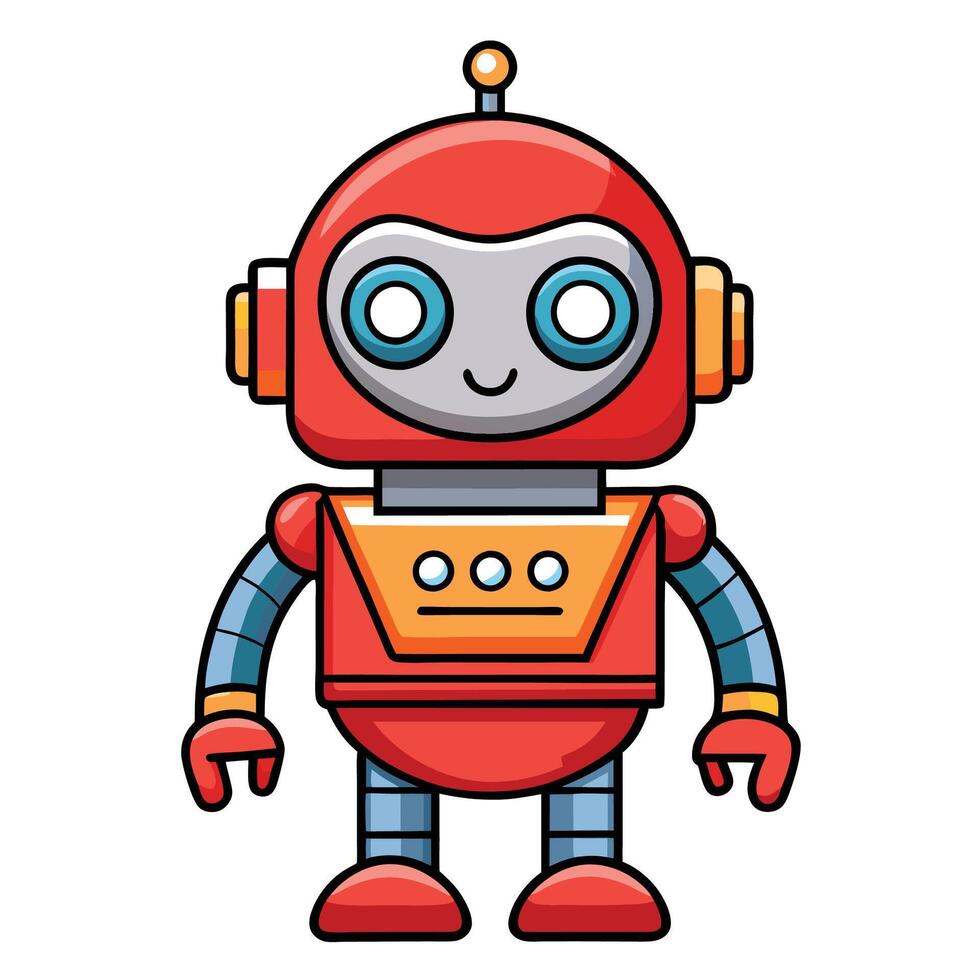 a cartoon robot with a red and orange color scheme vector