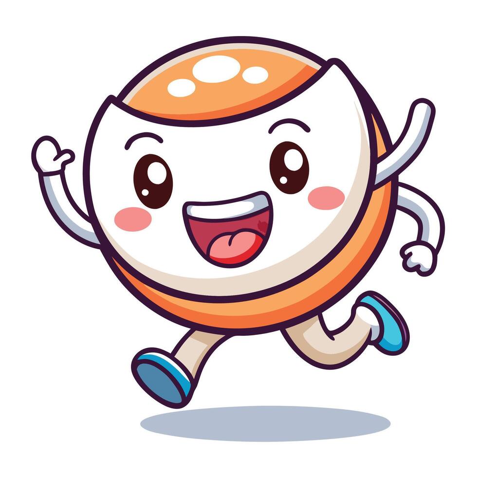 a cartoon character running with an orange and white ball vector