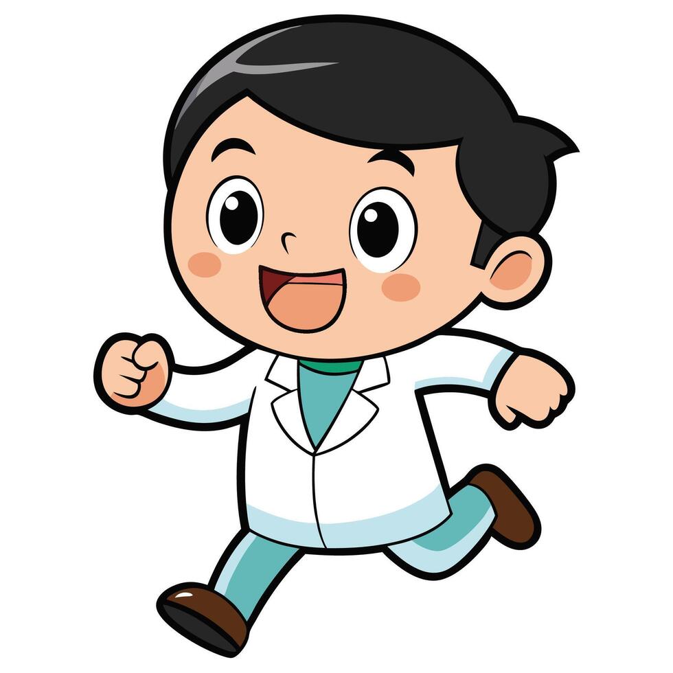 a cartoon doctor running with his hands vector