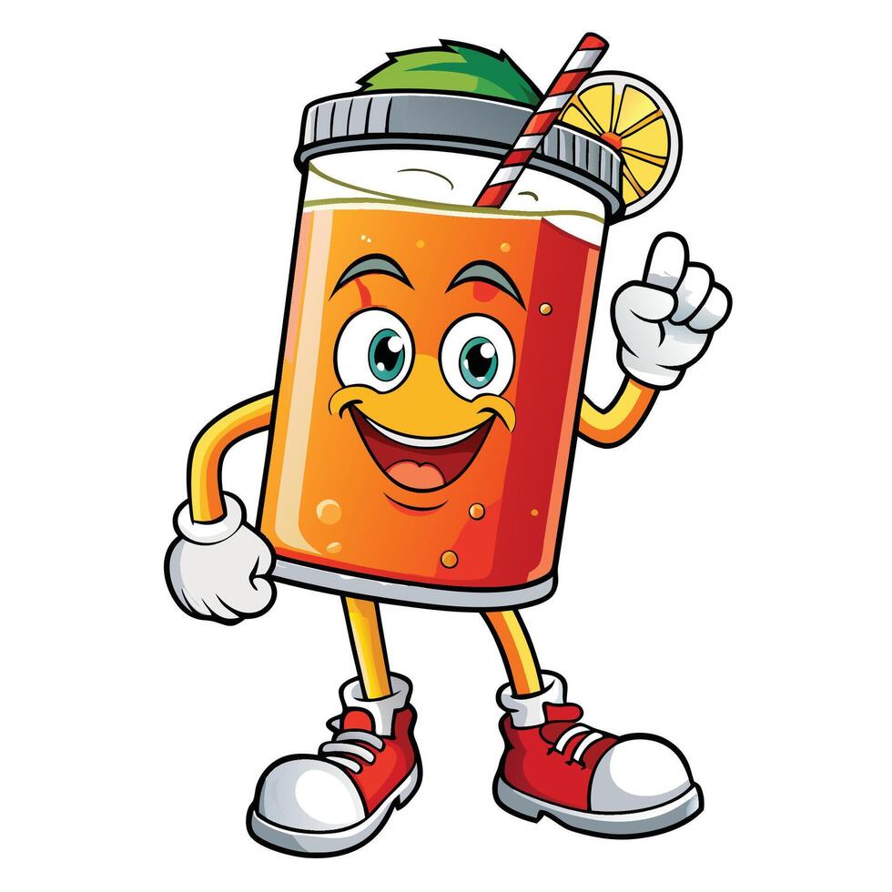 a cartoon orange juice drink character with a smile vector
