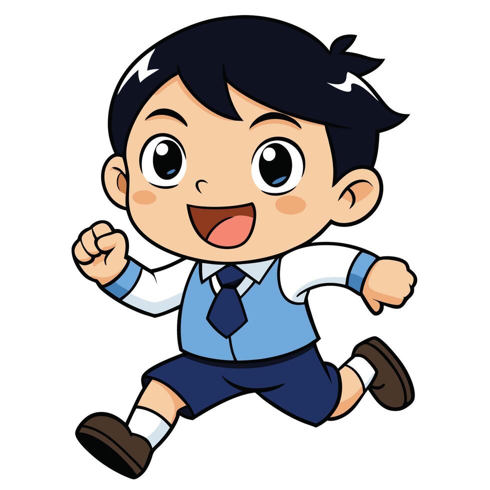a cartoon boy running with his arms vector
