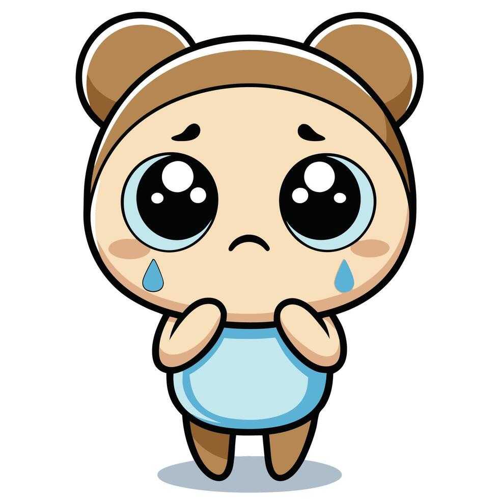 cute bear crying illustration vector
