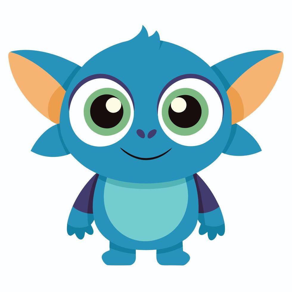 a cartoon blue monster with big eyes and big vector