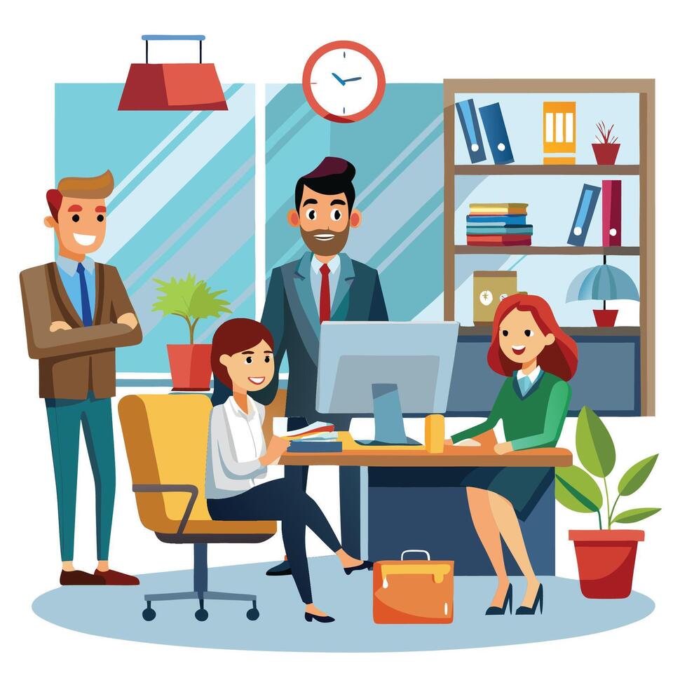 business people working in office, illustration vector