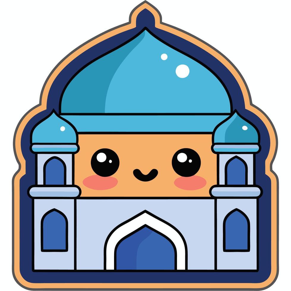 a cartoon mosque with a blue vector