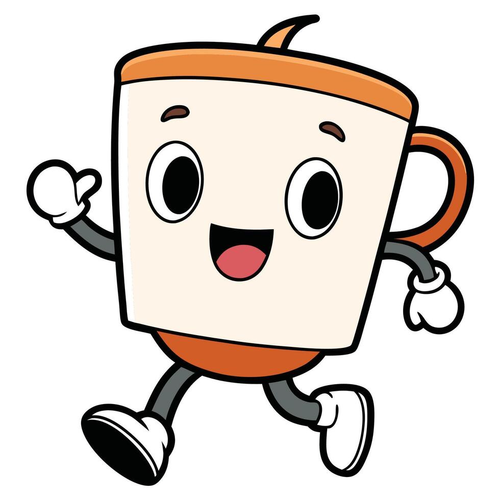 coffee cup running with arms vector
