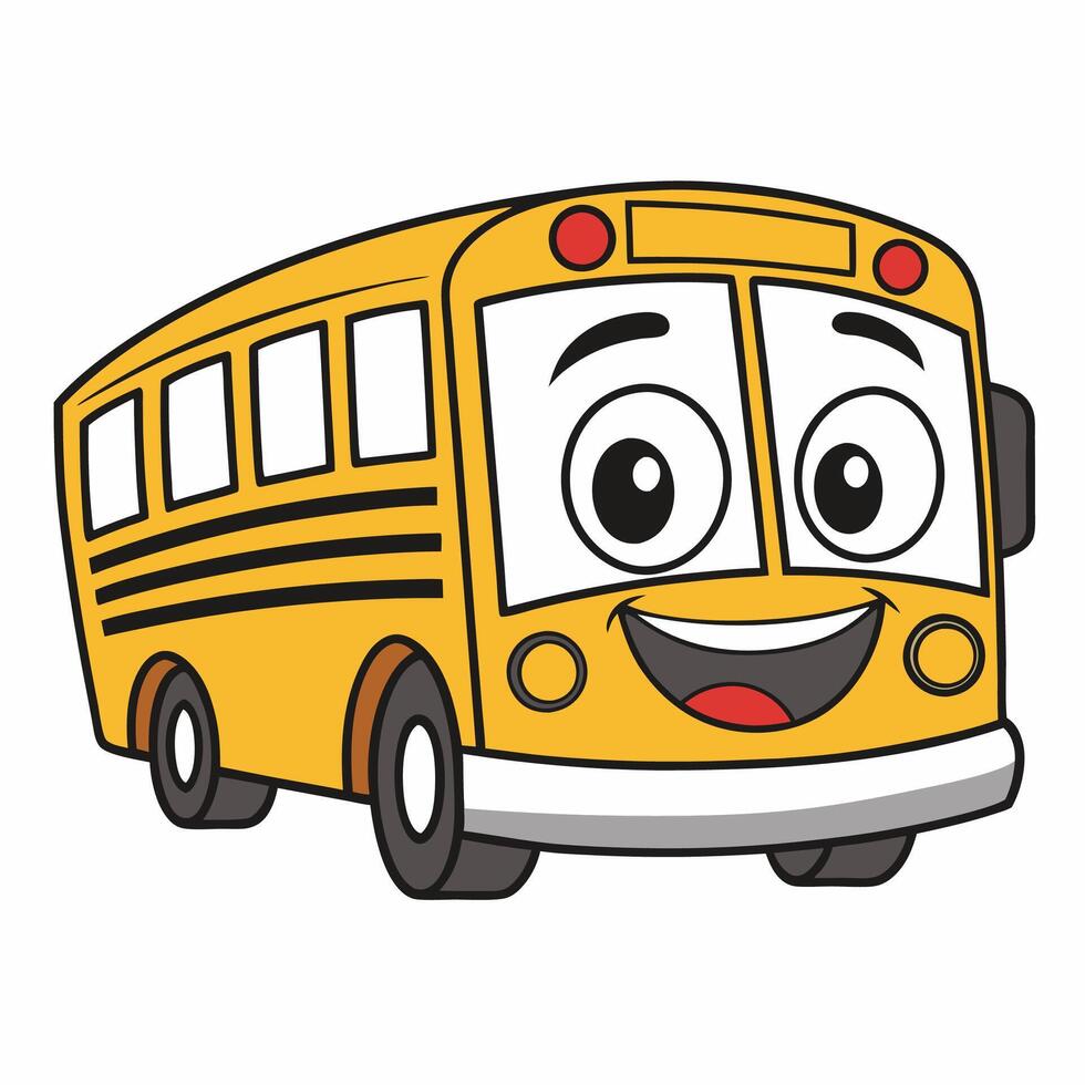 cartoon school bus with smiling face and vector