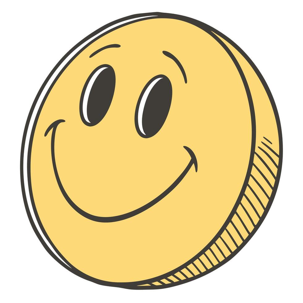 a smiley face coin with a happy face vector