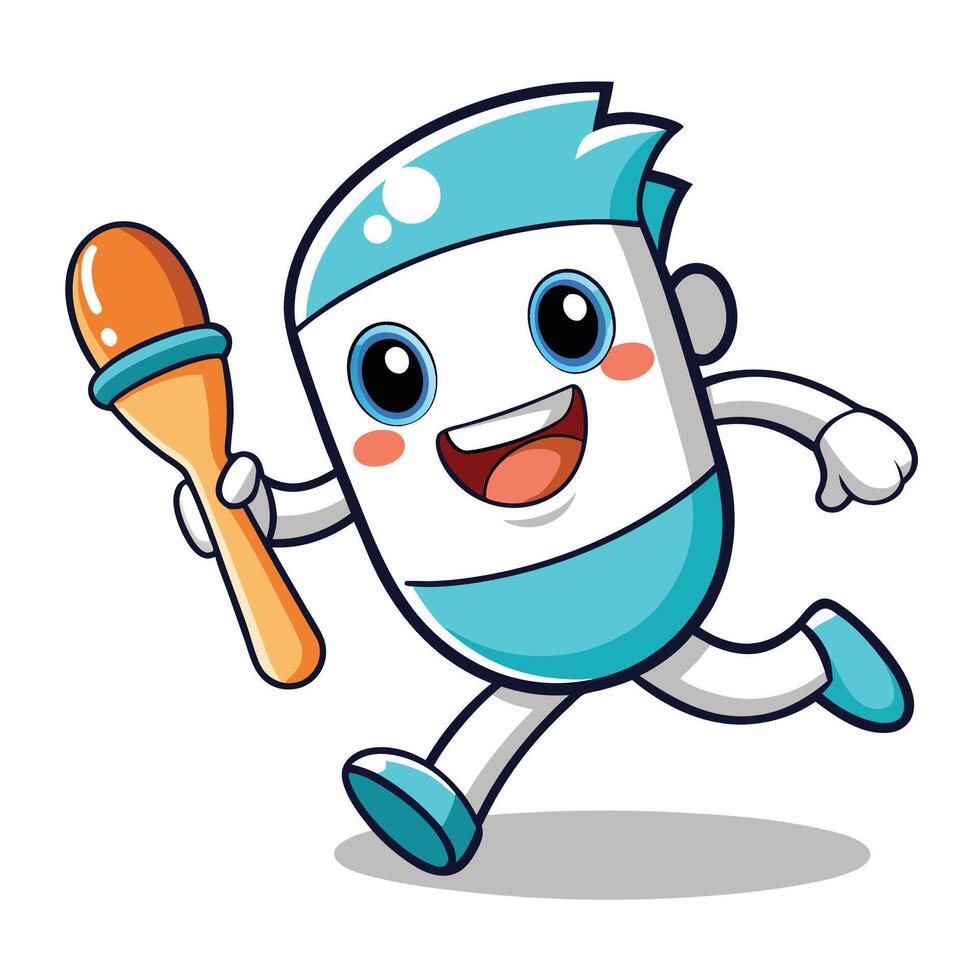 a cartoon character running with a bat vector