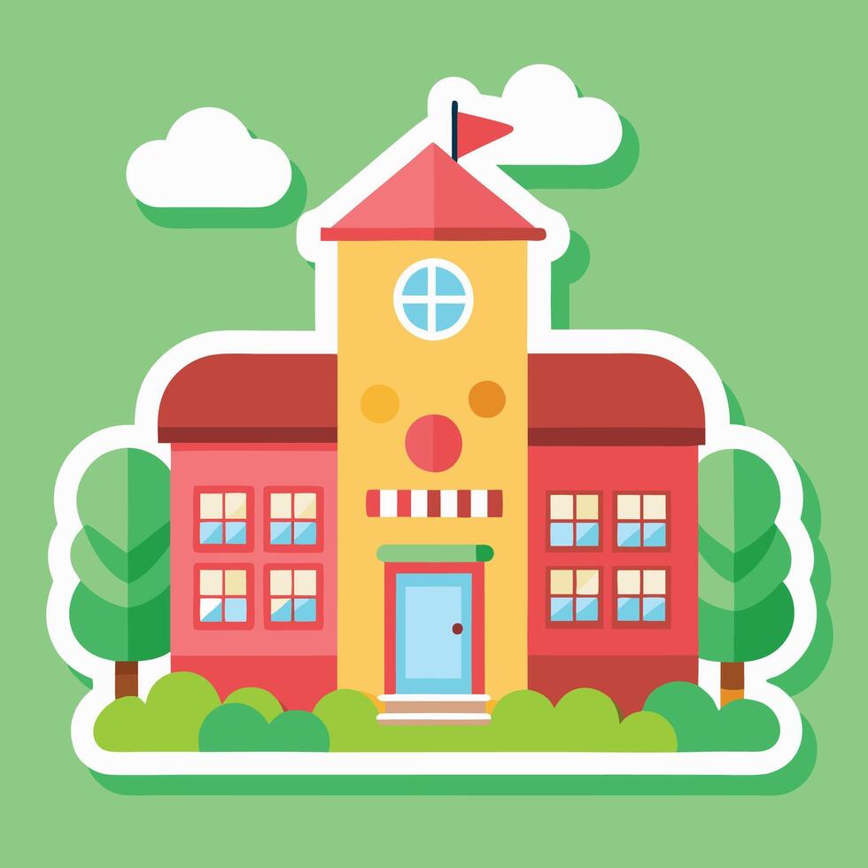 school building icon in flat style illustration vector