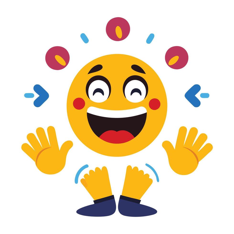 a cartoon emoticion with hands up and feet out vector